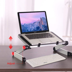 Foldable laptop stand ergonomic desk tablet holder for adjustable positioning.