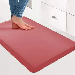 Anti-Fatigue Floor Mat in kitchen, red PVC foam, 71x44cm, comfort support.