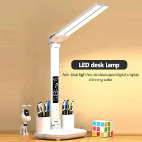 LED Desk Reading Lamp with adjustable tint settings and foldable design, ideal for comfortable reading with optimal illumination and touch dimming.