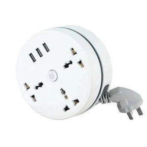 Universal Power Strip Extension Cord with multiple outlets and USB ports